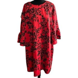 Red black dress with ruffle bell sleeves size 3x